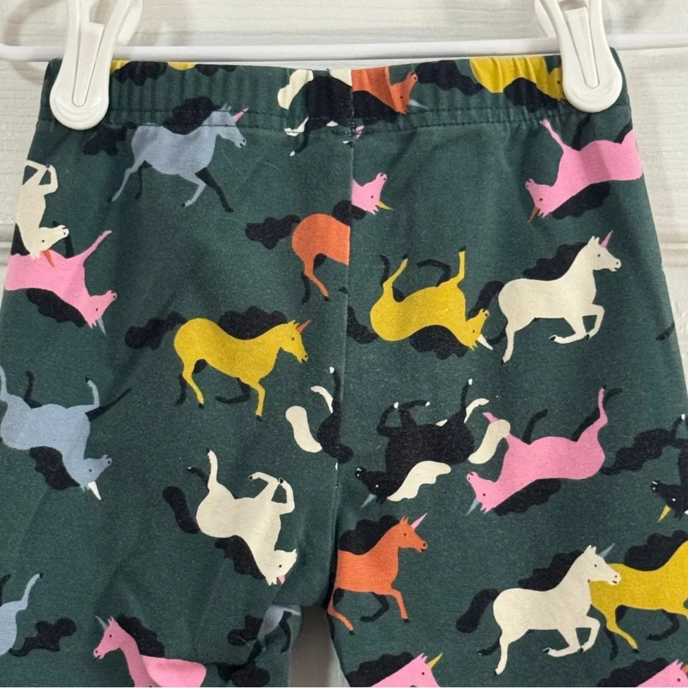 Hanna Andersson Baby Girl Green with Multicolored Horse Design Leggings - Picture 6 of 7